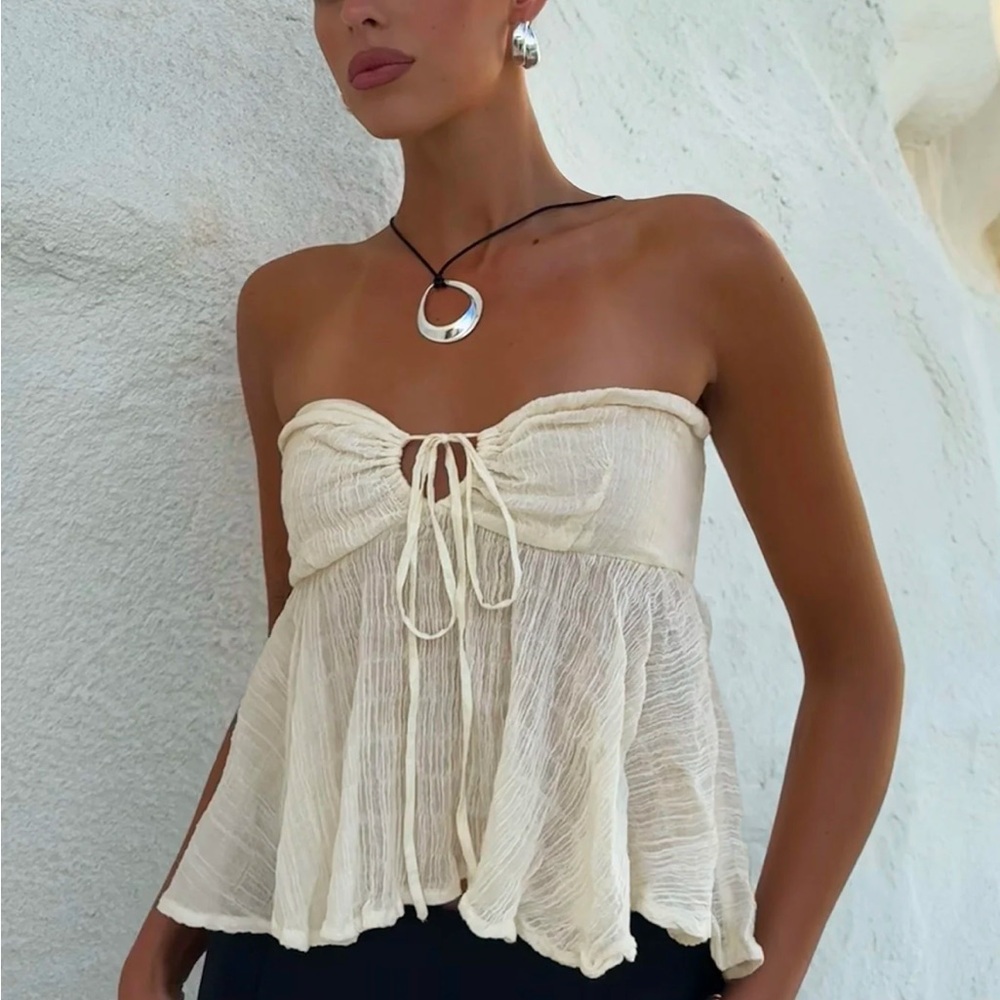 Elegant Cream Strapless Women's Top